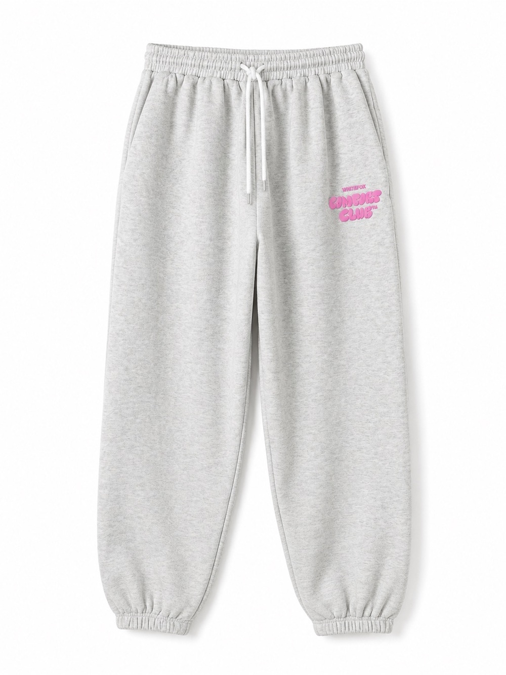 White Fox Comfort Club Oversized Fleece Jogger Sweatpants Oatmeal Gray Sz S